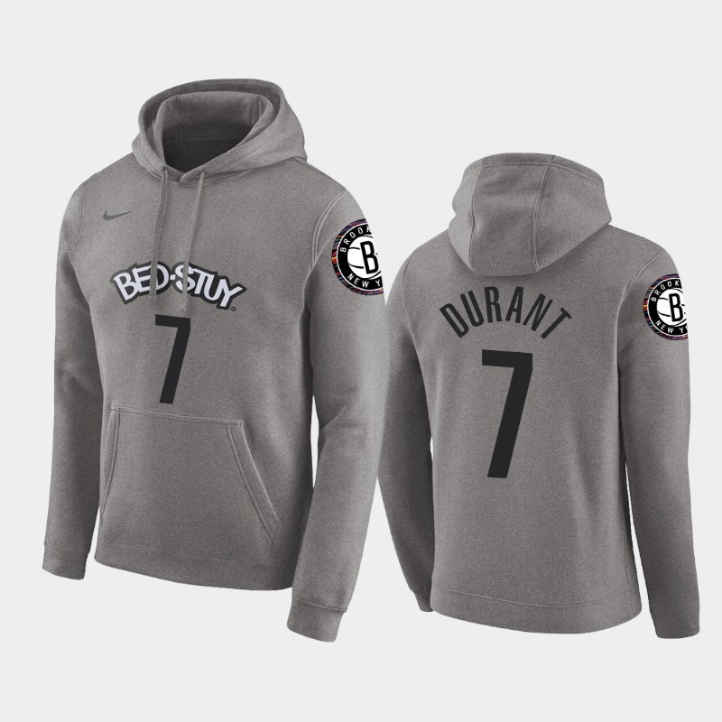 Men's Brooklyn Nets #7 Kevin Durant Grey City Pullover Hoodie